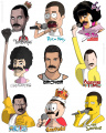 Freddie Mercury - Drawn in different cartoon styles - Dinotomic.jpg